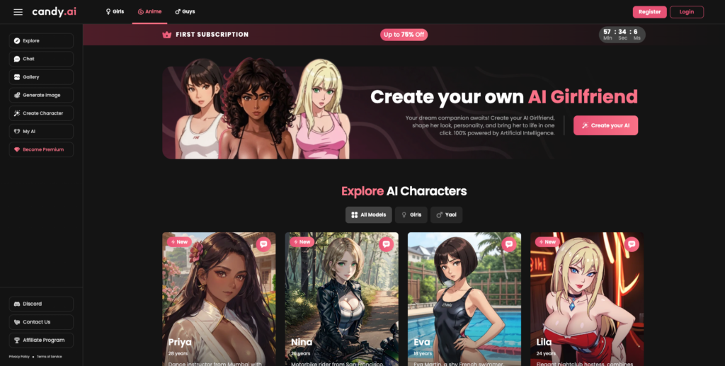 Candy.AI – Anime interface screenshot