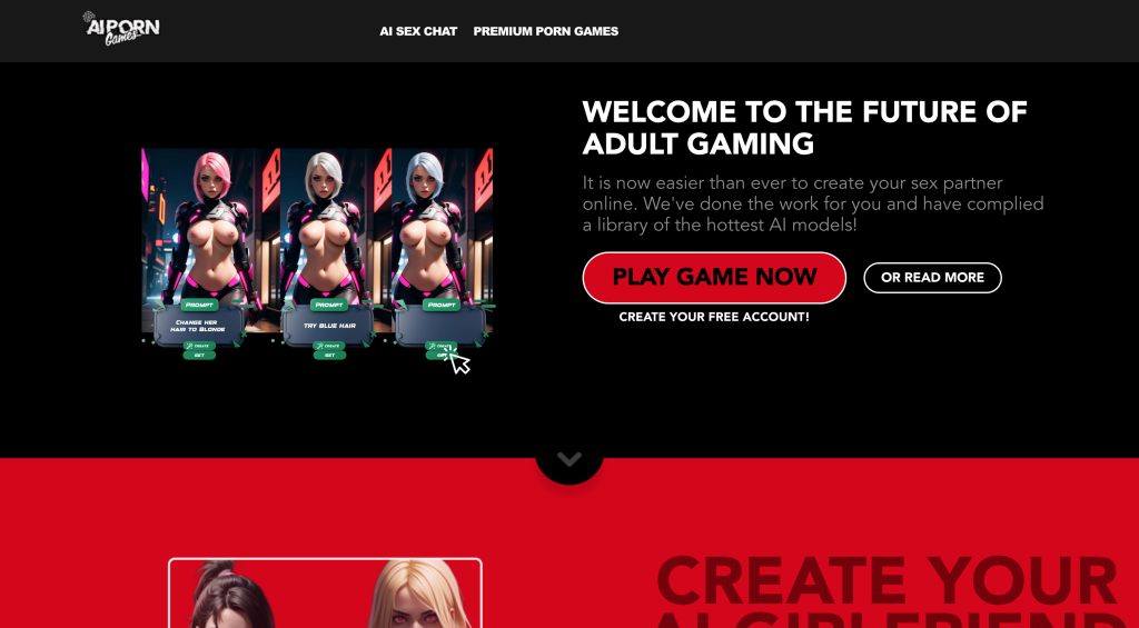 AIPornGames.games interface screenshot